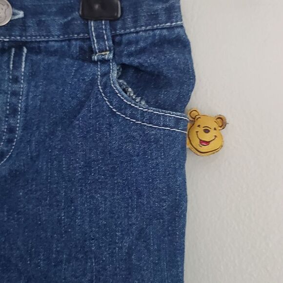 Disney Baby Winnie The Pooh Kids Denim Jeans w/ Floral Embroidery Size 18 Months - Picture 4 of 7